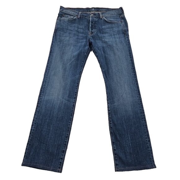 7 For All Mankind Standard Jeans Men's 36x30 Straight Leg Button Fly EUC Stretch - Picture 1 of 16
